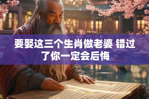 要娶这三个生肖做老婆 错过了你一定会后悔