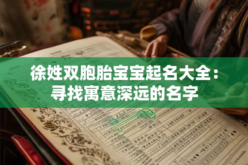 徐姓双胞胎宝宝起名大全：寻找寓意深远的名字