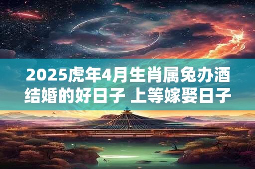 2025虎年4月生肖属兔办酒结婚的好日子 上等嫁娶日子