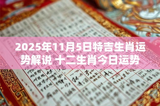 2025年11月5日特吉生肖运势解说 十二生肖今日运势