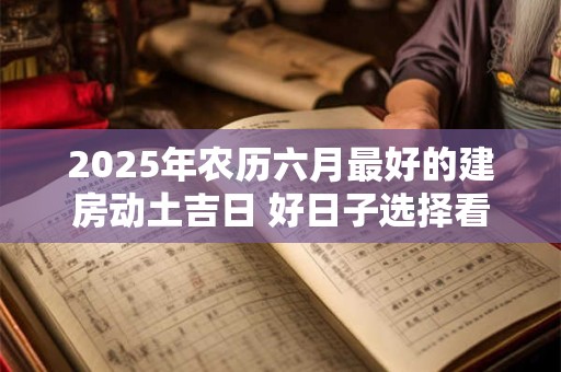 2025年农历六月最好的建房动土吉日 好日子选择看八字