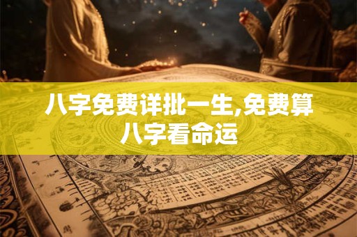 八字免费详批一生,免费算八字看命运