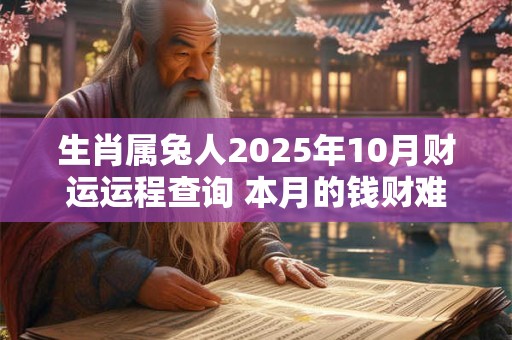生肖属兔人2025年10月财运运程查询 本月的钱财难以存住
