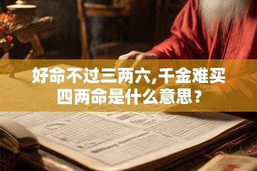 好命不过三两六,千金难买四两命是什么意思？