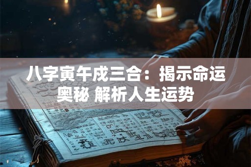 八字寅午戍三合：揭示命运奥秘 解析人生运势