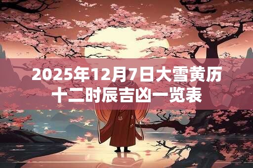 2026年12月7日大雪黄历十二时辰吉凶一览表