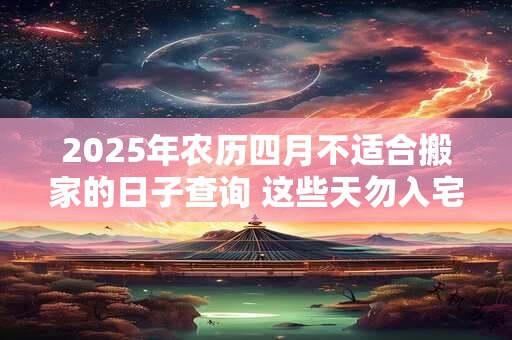 2025年农历四月不适合搬家的日子查询 这些天勿入宅