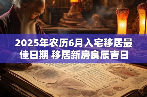2025年农历6月入宅移居最佳日期 移居新房良辰吉日