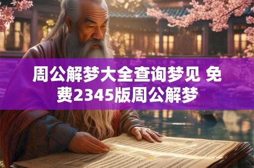 周公解梦大全查询梦见 免费2345版周公解梦