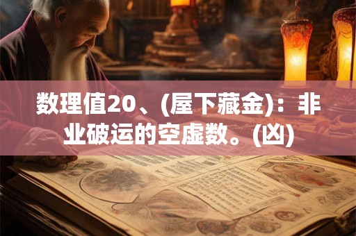 数理值20、(屋下藏金)：非业破运的空虚数。(凶)