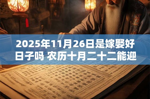 2025年11月26日是嫁娶好日子吗 农历十月二十二能迎亲吗