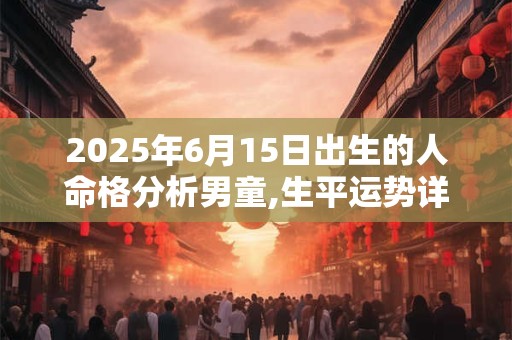 2025年6月15日出生的人命格分析男童,生平运势详解