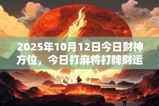 2025年10月12日今日财神方位，今日打麻将打牌财运方位