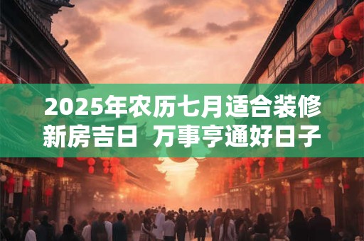 2025年农历七月适合装修新房吉日  万事亨通好日子