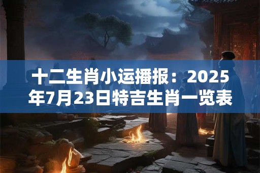 十二生肖小运播报：2025年7月23日特吉生肖一览表