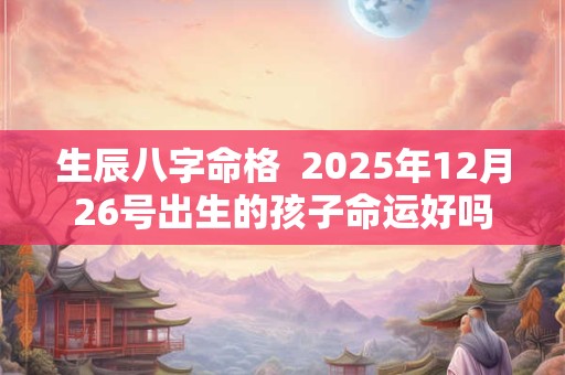 生辰八字命格  2025年12月26号出生的孩子命运好吗