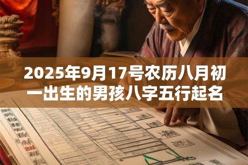 2025年9月17号农历八月初一出生的男孩八字五行起名字