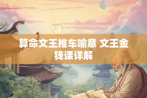 算命文王推车喻意 文王金钱课详解
