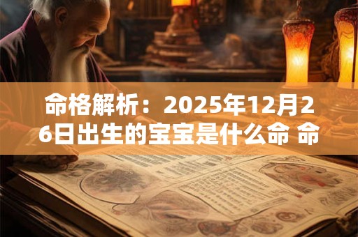 命格解析：2025年12月26日出生的宝宝是什么命 命运好吗