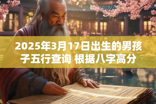 2025年3月17日出生的男孩子五行查询 根据八字高分起名