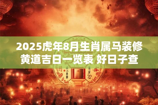 2025虎年8月生肖属马装修黄道吉日一览表 好日子查询