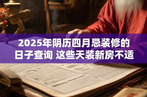 2025年阴历四月忌装修的日子查询 这些天装新房不适合