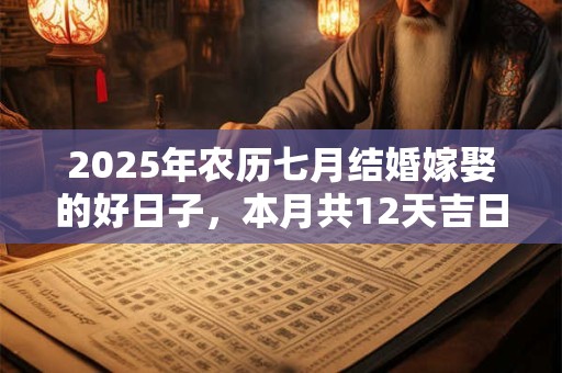2025年农历七月结婚嫁娶的好日子，本月共12天吉日