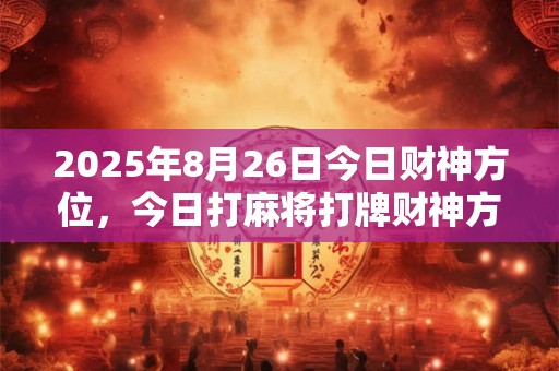 2025年8月26日今日财神方位，今日打麻将打牌财神方位
