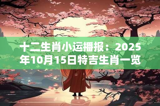 十二生肖小运播报：2025年10月15日特吉生肖一览表