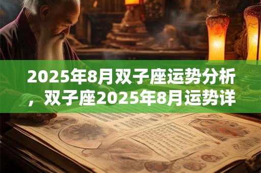 2025年8月双子座运势分析，双子座2025年8月运势详解