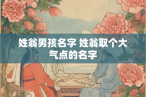 姓翁男孩名字 姓翁取个大气点的名字