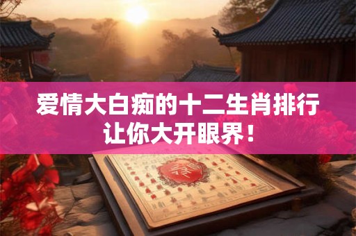 爱情大白痴的十二生肖排行让你大开眼界！