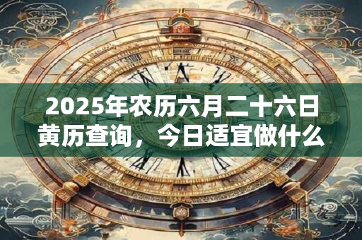 2025年农历六月二十六日黄历查询，今日适宜做什么