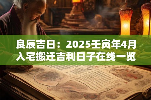良辰吉日：2025壬寅年4月入宅搬迁吉利日子在线一览