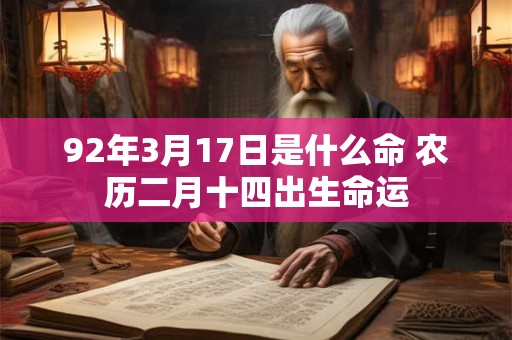 92年3月17日是什么命 农历二月十四出生命运