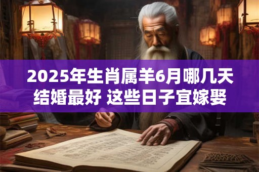 2025年生肖属羊6月哪几天结婚最好 这些日子宜嫁娶