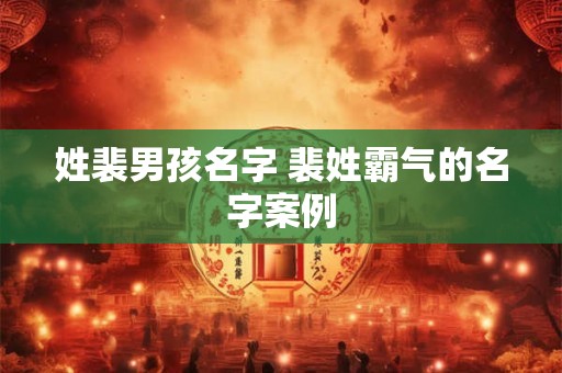 姓裴男孩名字 裴姓霸气的名字案例