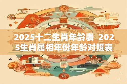 2025十二生肖年龄表  2025生肖属相年份年龄对照表