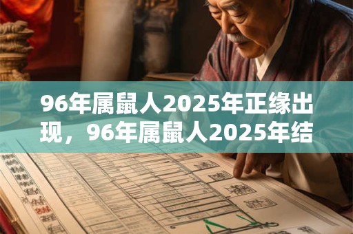 96年属鼠人2025年正缘出现，96年属鼠人2025年结婚好不好？