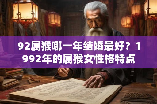 92属猴哪一年结婚最好？1992年的属猴女性格特点