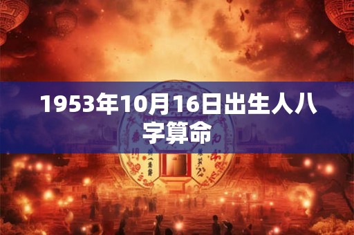 1953年10月16日出生人八字算命