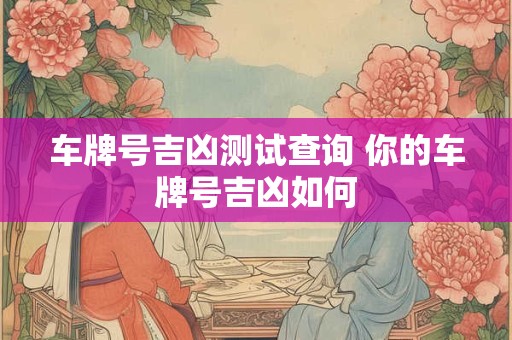 车牌号吉凶测试查询 你的车牌号吉凶如何