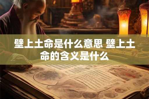 壁上土命是什么意思 壁上土命的含义是什么