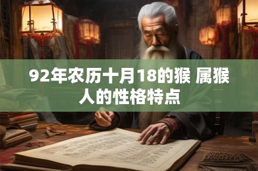 92年农历十月18的猴 属猴人的性格特点
