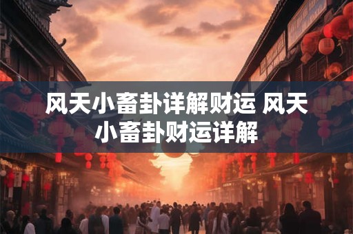 风天小畜卦详解财运 风天小畜卦财运详解