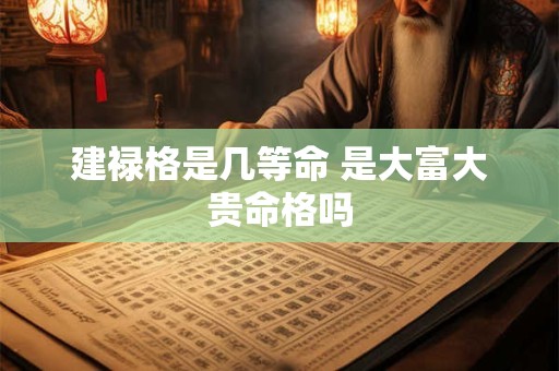 建禄格是几等命 是大富大贵命格吗