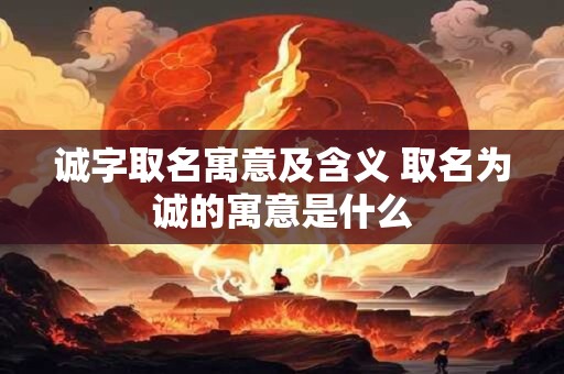 诚字取名寓意及含义 取名为诚的寓意是什么