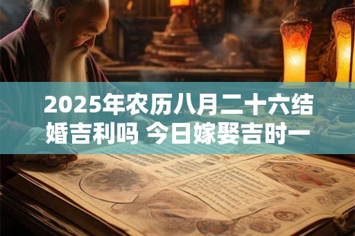 2025年农历八月二十六结婚吉利吗 今日嫁娶吉时一览