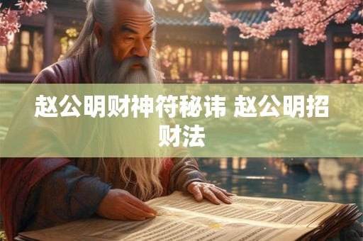 赵公明财神符秘讳 赵公明招财法