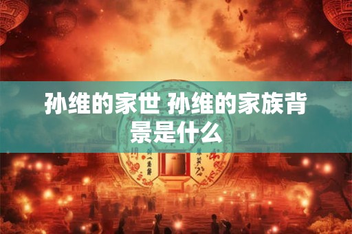 孙维的家世 孙维的家族背景是什么